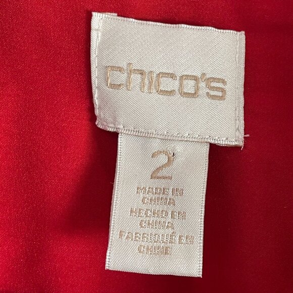 Chicos Womens Large Red Button Up Long Sleeve Tunic Top Shirt Blouse - Picture 4 of 10